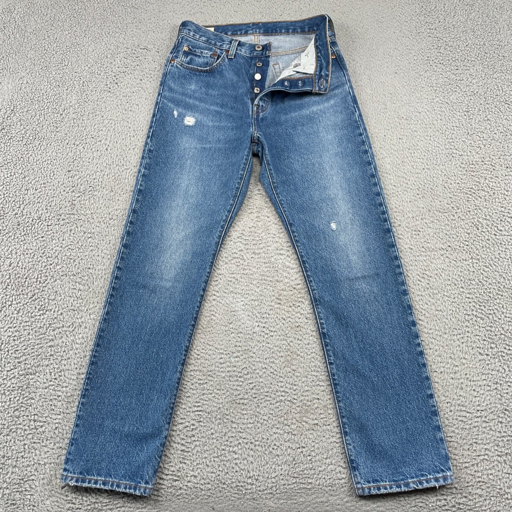 Levis 501 Jeans Womens 27 Premium Original Straight Leg Distressed Denim